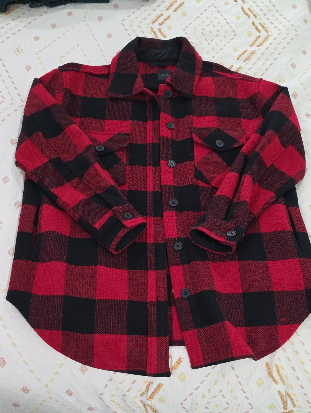 Thick Red & Black Plaid Button-Up Shacket
